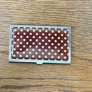 Metal Purple Polka Dot Business Card Holder